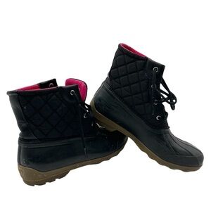 Sperry Quilted Black Port Lace Duck Boots Size 6M